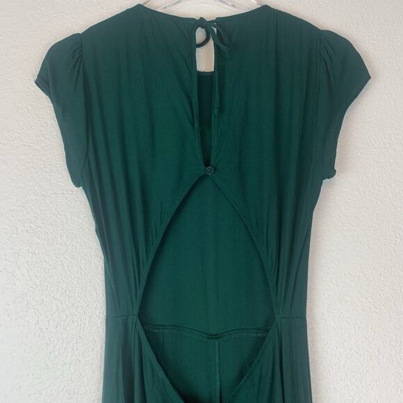 Reformation Mayer Jumpsuit Womens 6 Green Wide Leg Crop Open Back Crepe - Picture 7 of 13